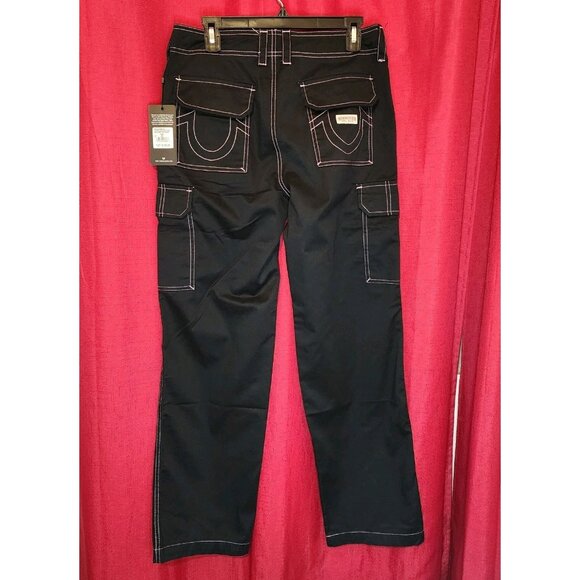 True Religion Women's Military SN Cargo Pants Jet Black Size 28 - Picture 2 of 14